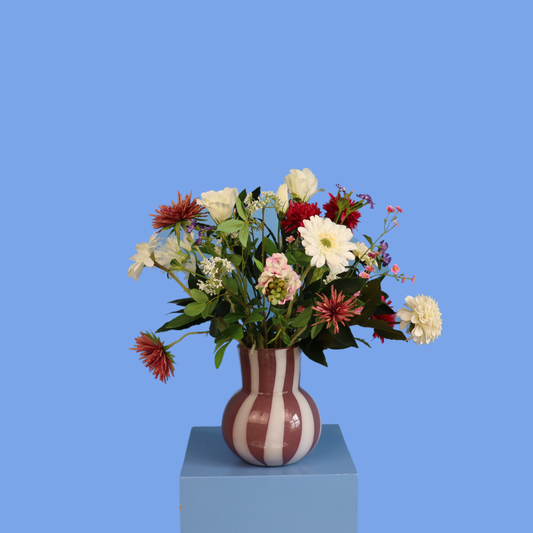 M - Merle | Bahne glazen vaas met kunstbloemen | Medium