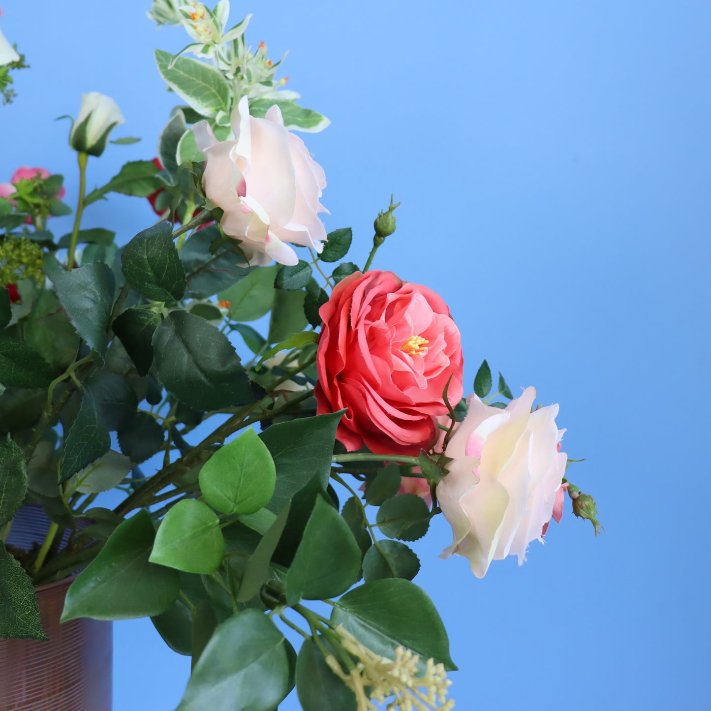 L - Mels | Glazen vaas met kunstbloemen | Large