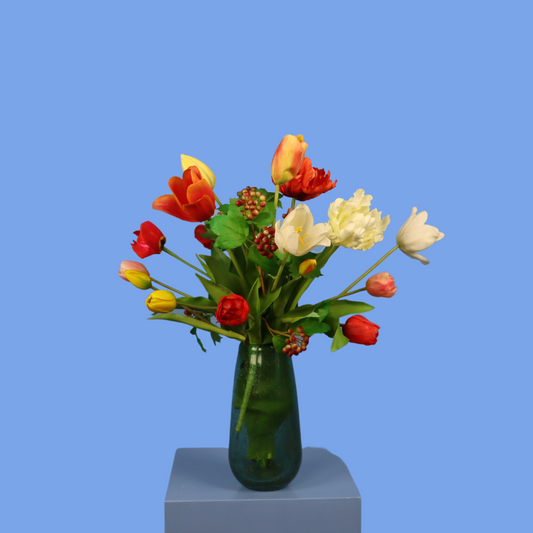 M - Ove | Glazen vaas met kunstbloemen | Medium