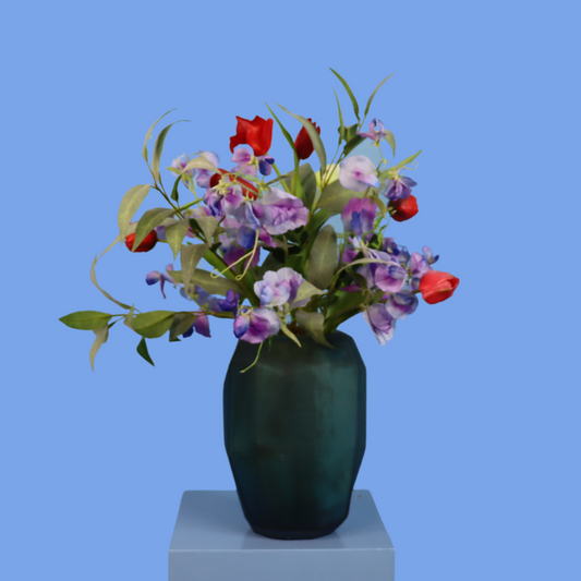 L - Roley | Glazen vaas met kunstbloemen | Large