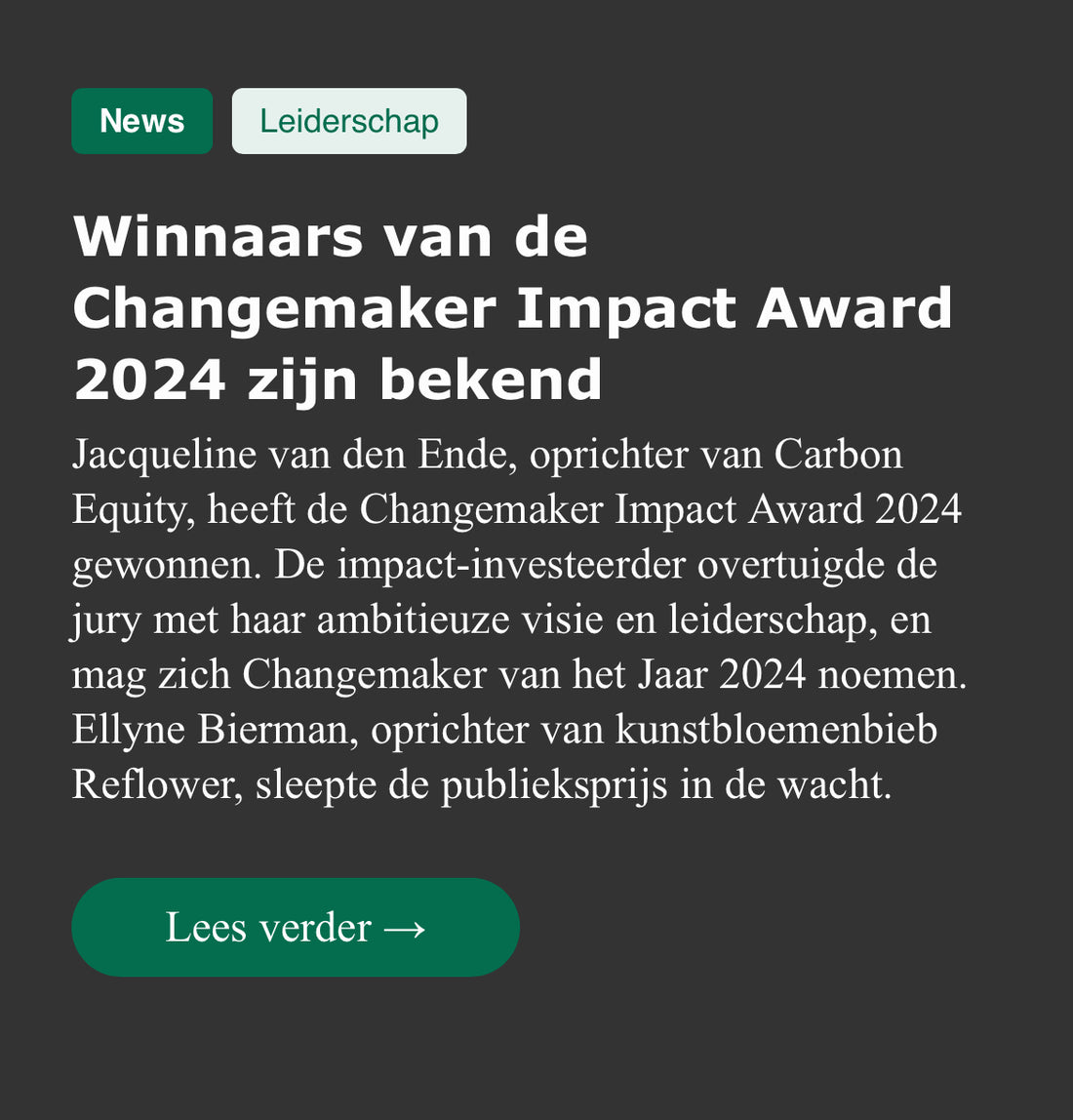 Winnaars van de Changemaker Impact Award 2024