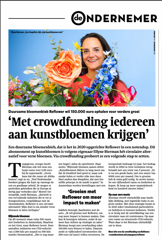 'Met Crowdfunding iedereen aan de kunstbloemen krijgen!'