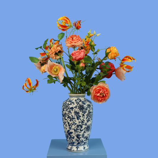 L - Joanne | Kersten vaas met kunstbloemen | Large