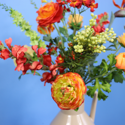 Kunstboeket Vieve in zandkleurige Return to Sender kanvaas met oor, maat XL – Reflower, abonnement op kunstbloemen