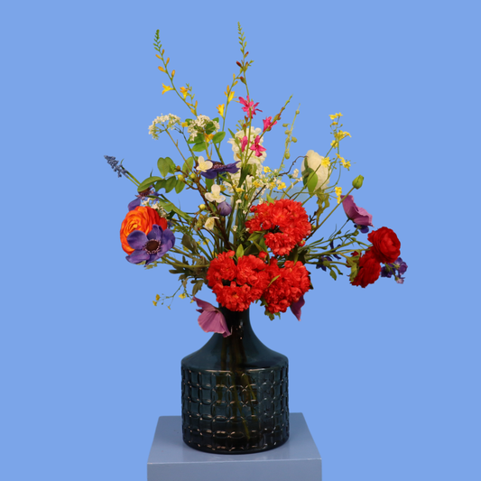 M - Medina - Glazen vaas met ribbelstructuur