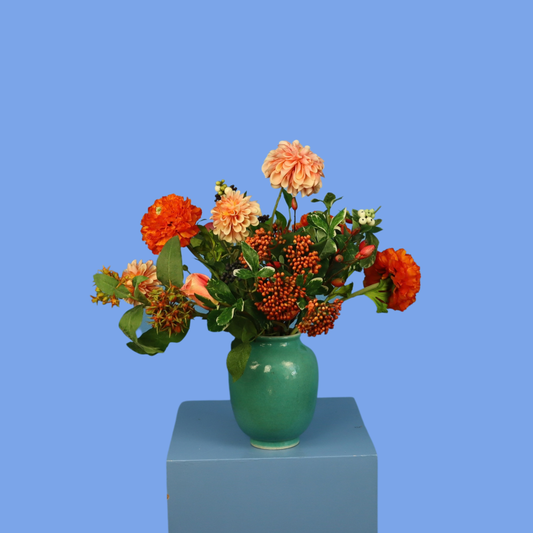 Kunstboeket Madelief in Vintage vaas, maat M – Reflower
