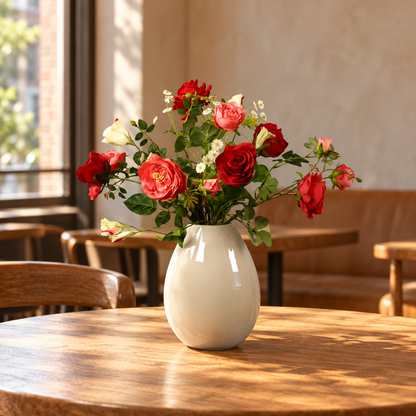 Mandy – witte glazen vaas met kunstbloemen, maat Large – Reflower