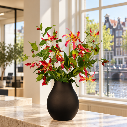 L - Rozan | Vintage vaas met kunstbloemen | Large