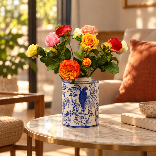 L - Jochem | Kersten vaas met kunstbloemen | Large