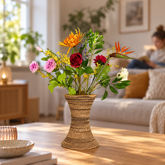 L - Harm | Kartent vaas met kunstbloemen | Large