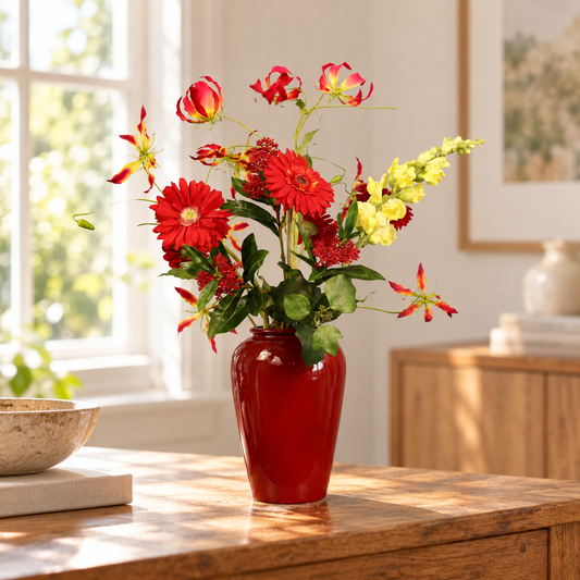 L - Wout | Vintage vaas met kunstbloemen | Large