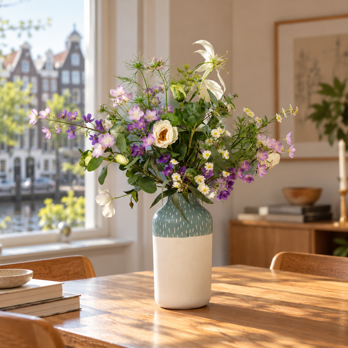 L - Wessel | Studio Harm & Elke vaas met kunstbloemen | Large