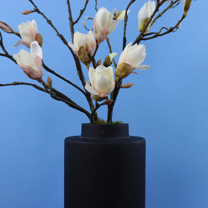 Kunstboeket Ronnie in zwarte matte cilindervaas, maat M – Reflower, abonnement op kunstbloemen