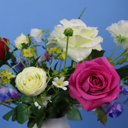 M - Anneke | Witte vaas met kunstbloemen | Medium
