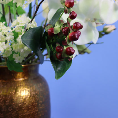 L - Rudolph | Gouden metalen vaas met kunstbloemen | Large