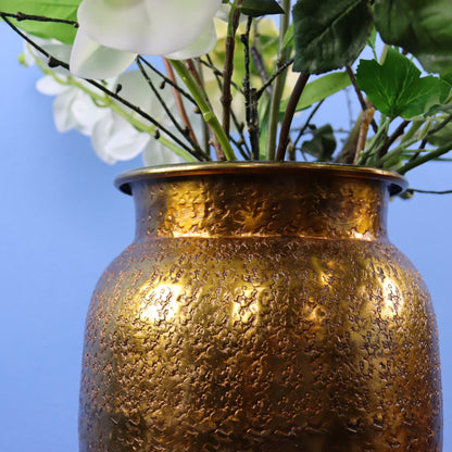 L - Rudolph | Gouden metalen vaas met kunstbloemen | Large