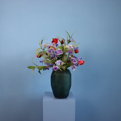 L - Roley | Glazen vaas met kunstbloemen | Large