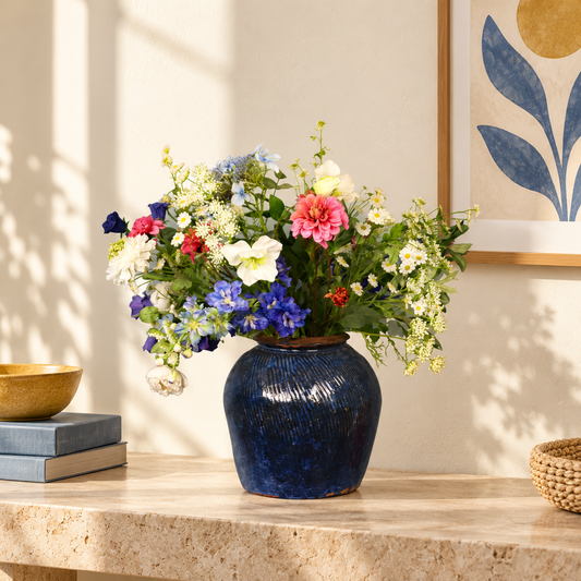 L - Naud | Vintage vaas met kunstbloemen | Large