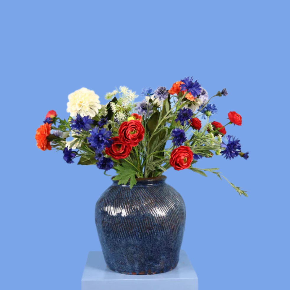 L - Annelieke | Vintage vaas met kunstbloemen | Large