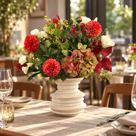 L - Dini | Pols Potten vaas met kunstbloemen | Large