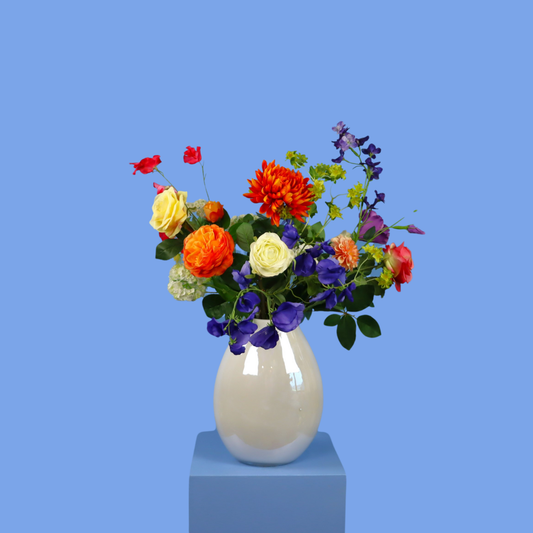 L - Violette | Tica glazen vaas met kunstbloemen | Large