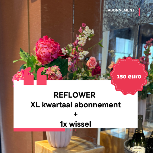 Reflower kwartaalabonnement XL – kunstbloemen inclusief designvaas